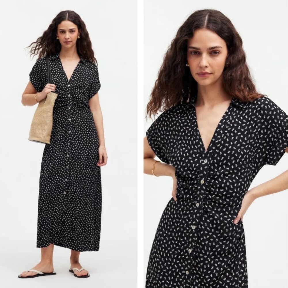 Madewell Button front midi shirtdress in floral, size 4